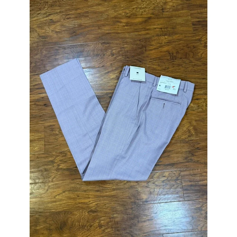 NEW CALVIN KLEIN Mens 30x32 Slim Fit Lavender Dress Pants/Slacks